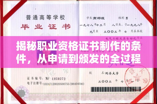 玉井揭秘职业资格证书制作的条件，从申请到颁发的全过程