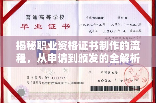 玉井揭秘职业资格证书制作的流程，从申请到颁发的全解析